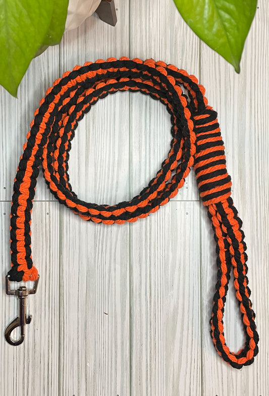 Orange and Black Macrame Dog Leash